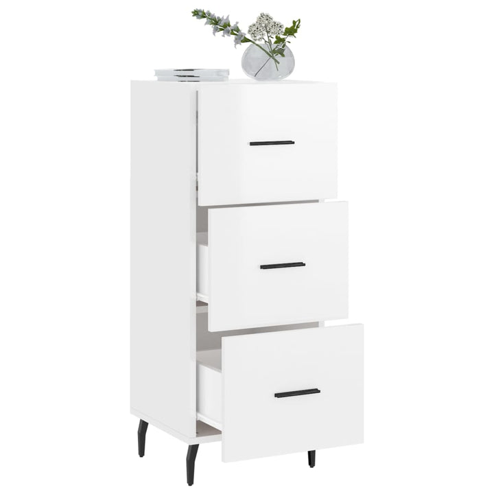 skænk 34,5x34x90 cm konstrueret træ hvid højglans