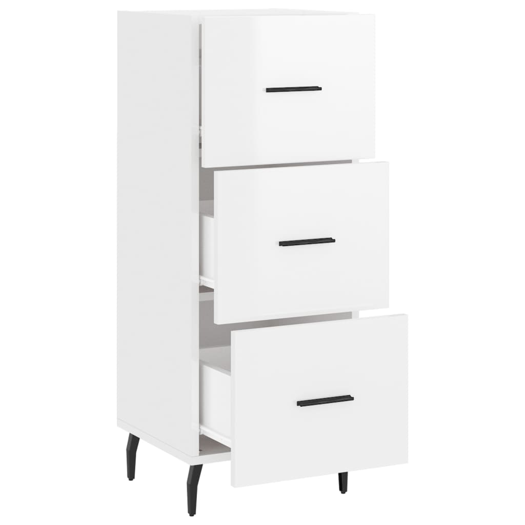 skænk 34,5x34x90 cm konstrueret træ hvid højglans