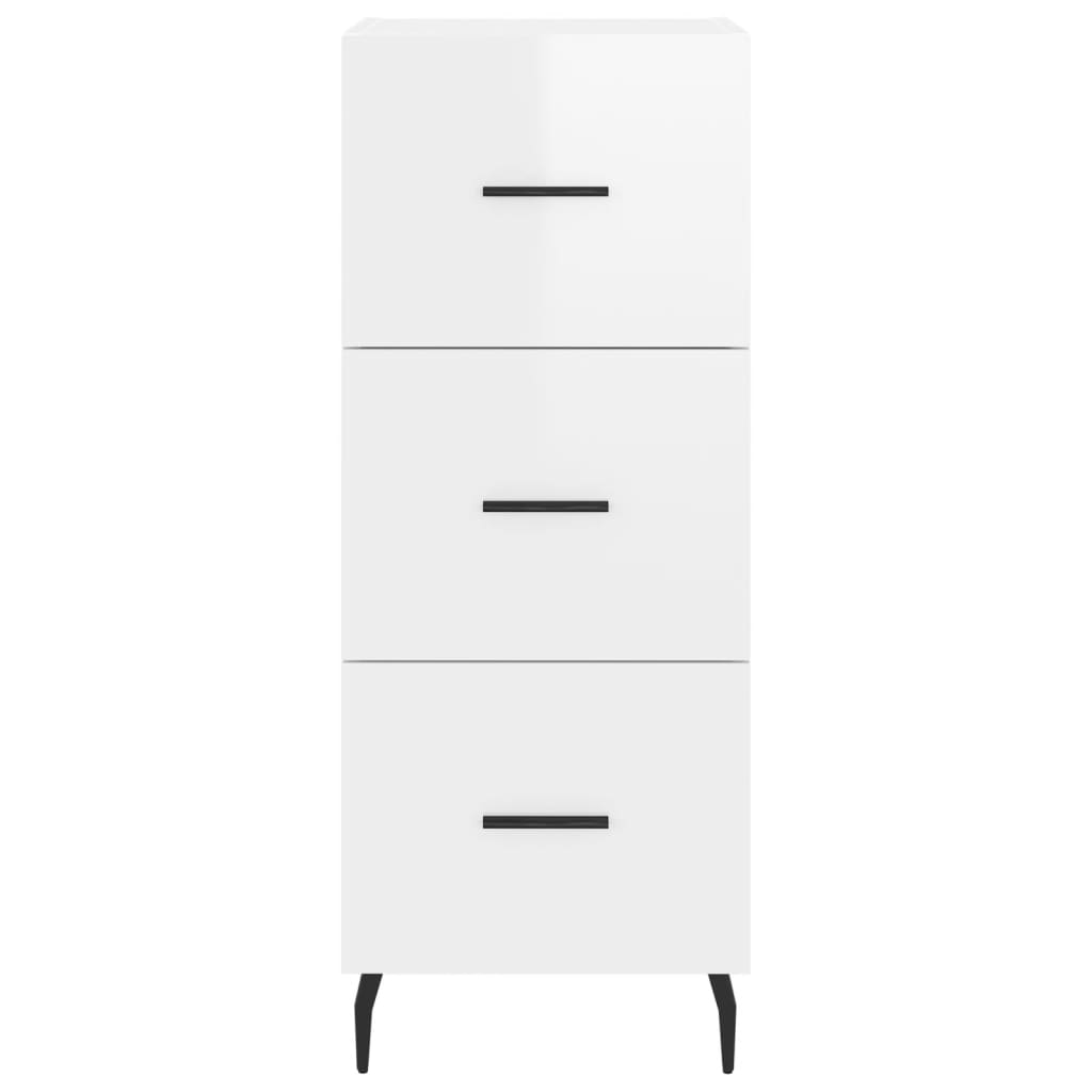 skænk 34,5x34x90 cm konstrueret træ hvid højglans