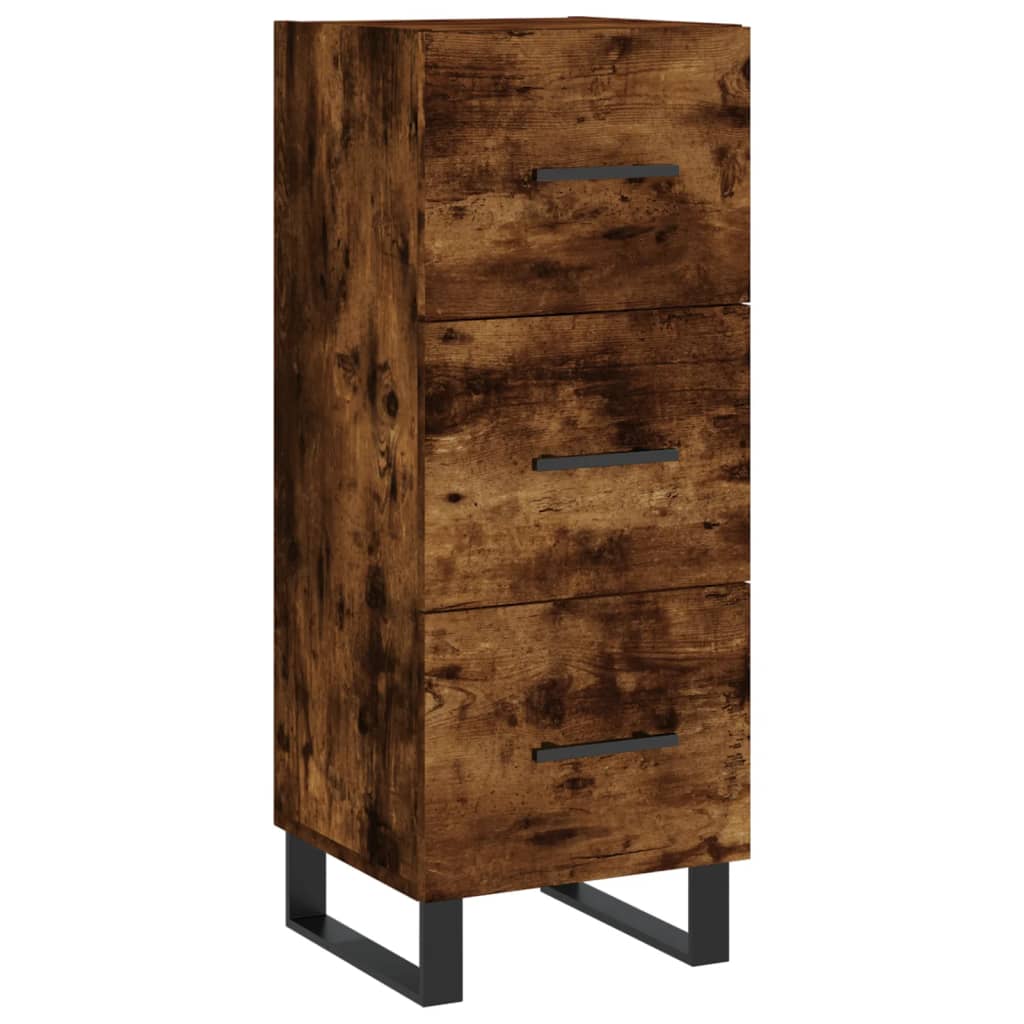 skænk 34,5x34x90 cm konstrueret træ røget egetræsfarve