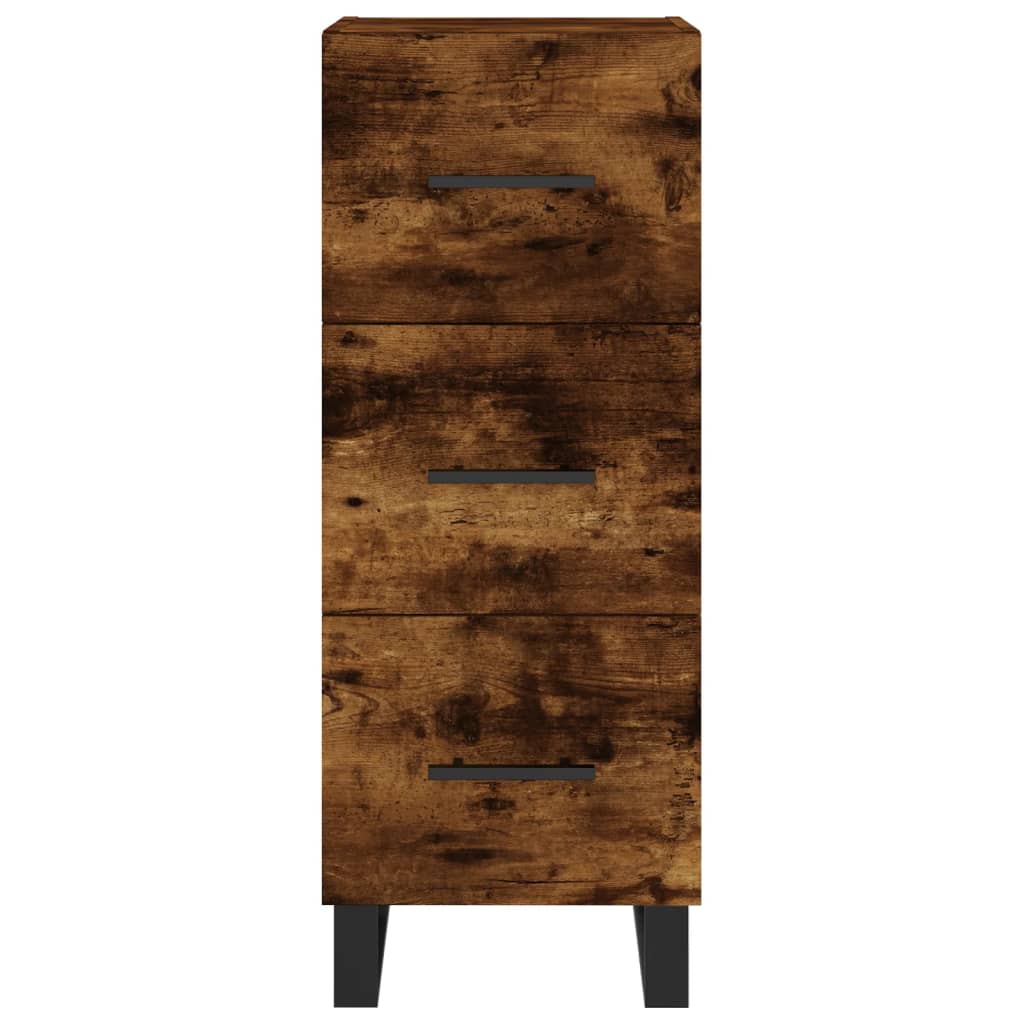 skænk 34,5x34x90 cm konstrueret træ røget egetræsfarve