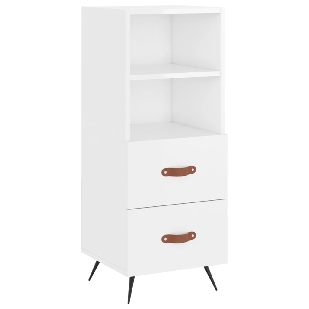 skænk 34,5x34x90 cm konstrueret træ hvid højglans