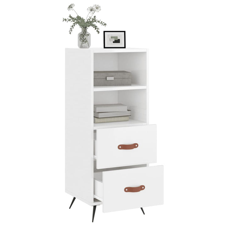 skænk 34,5x34x90 cm konstrueret træ hvid højglans
