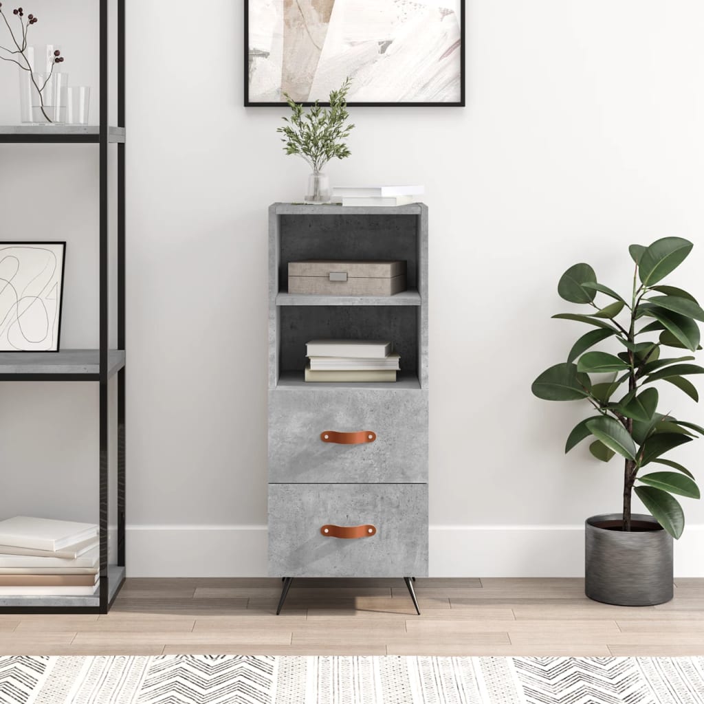 skænk 34,5x34x90 cm konstrueret træ betongrå