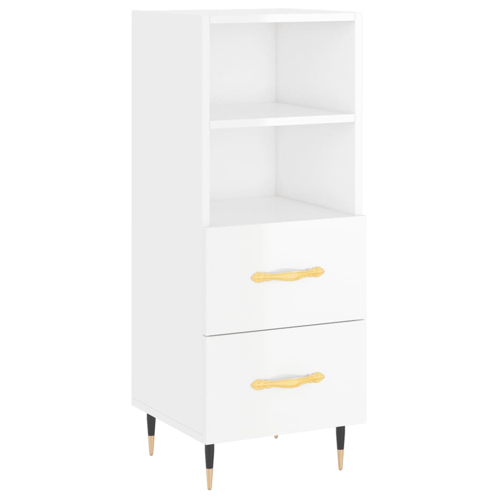 skænk 34,5x34x90 cm konstrueret træ hvid højglans
