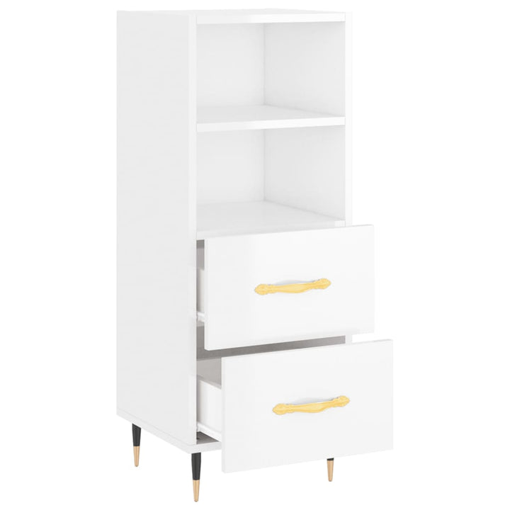 skænk 34,5x34x90 cm konstrueret træ hvid højglans