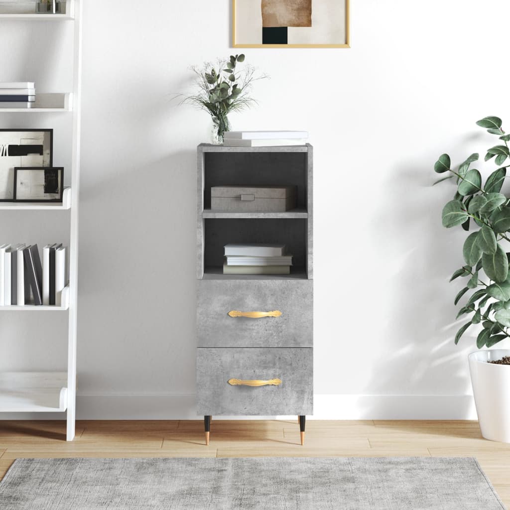 skænk 34,5x34x90 cm konstrueret træ betongrå