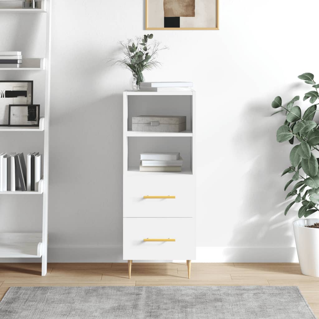 skænk 34,5x34x90 cm konstrueret træ hvid