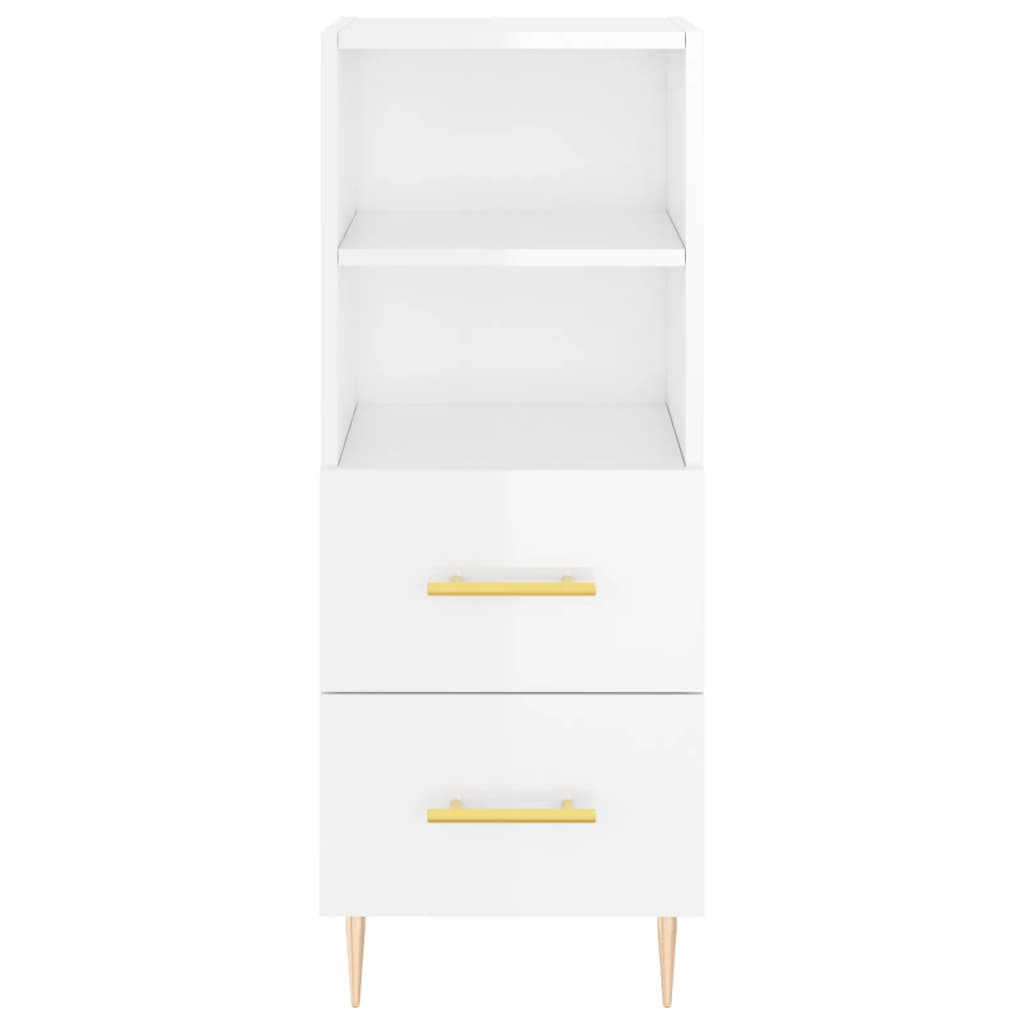 skænk 34,5x34x90 cm konstrueret træ hvid højglans