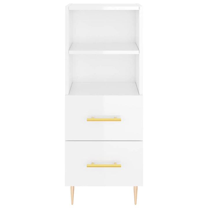 skænk 34,5x34x90 cm konstrueret træ hvid højglans