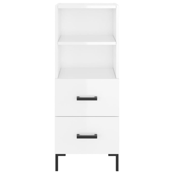 skænk 34,5x34x90 cm konstrueret træ hvid højglans