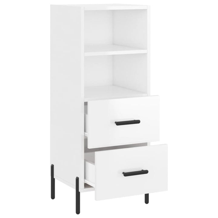 skænk 34,5x34x90 cm konstrueret træ hvid højglans