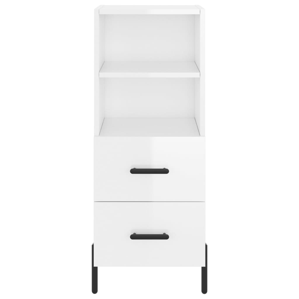 skænk 34,5x34x90 cm konstrueret træ hvid højglans