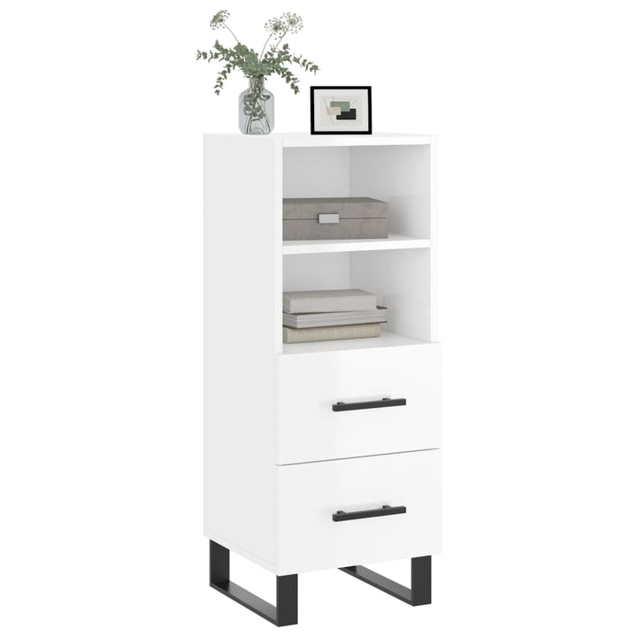 skænk 34,5x34x90 cm konstrueret træ hvid højglans