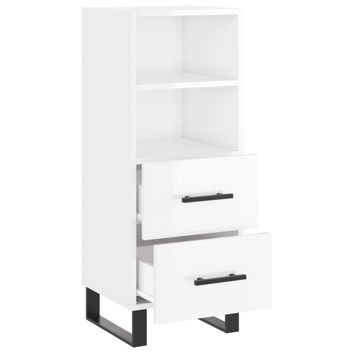 skænk 34,5x34x90 cm konstrueret træ hvid højglans