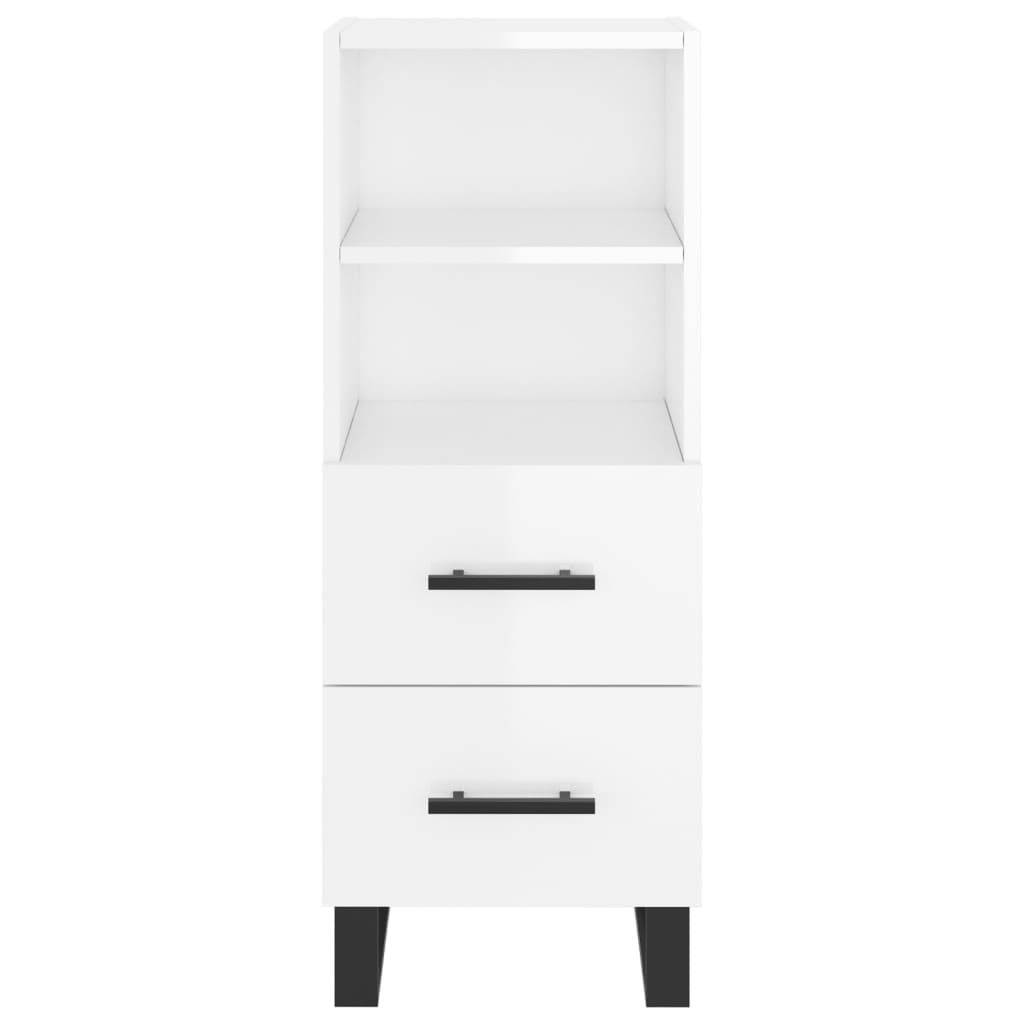 skænk 34,5x34x90 cm konstrueret træ hvid højglans