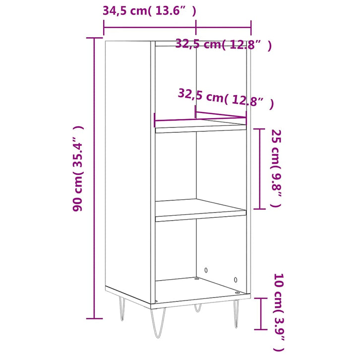 skænk 34,5x32,5x90 cm konstrueret træ sort