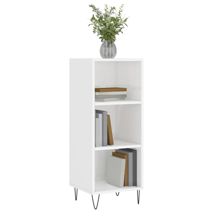 skænk 34,5x32,5x90 cm konstrueret træ hvid højglans