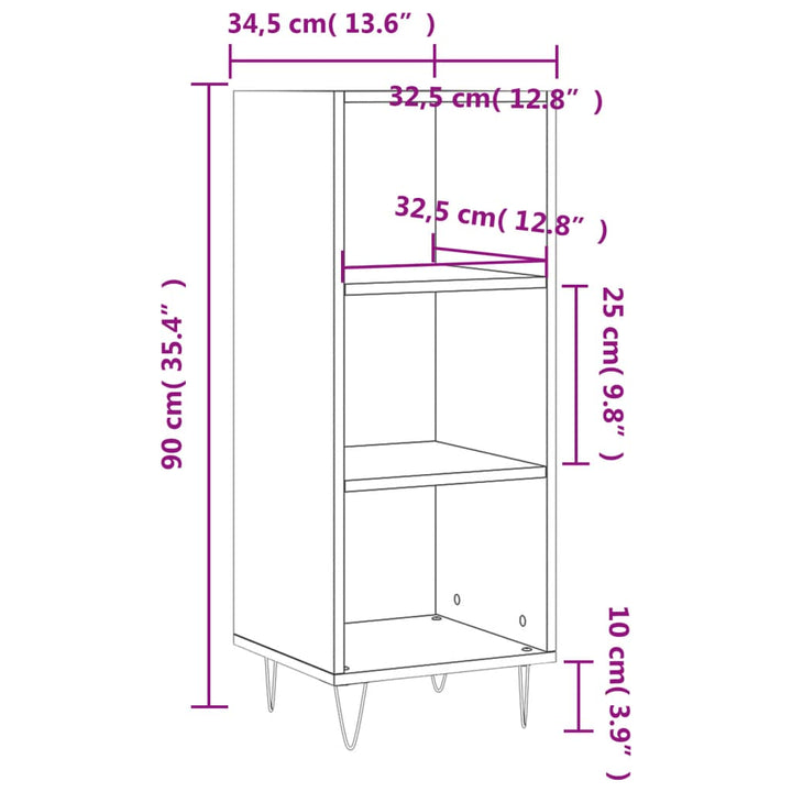 skænk 34,5x32,5x90 cm konstrueret træ brun egetræsfarve