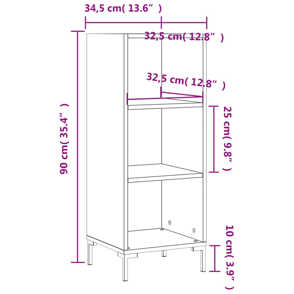 skænk 34,5x32,5x90 cm konstrueret træ røget egetræsfarve