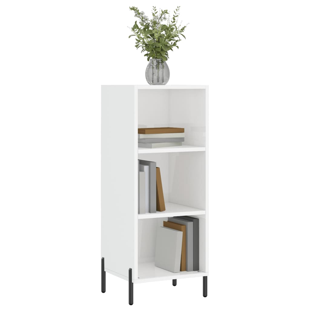 skænk 34,5x32,5x90 cm konstrueret træ hvid højglans