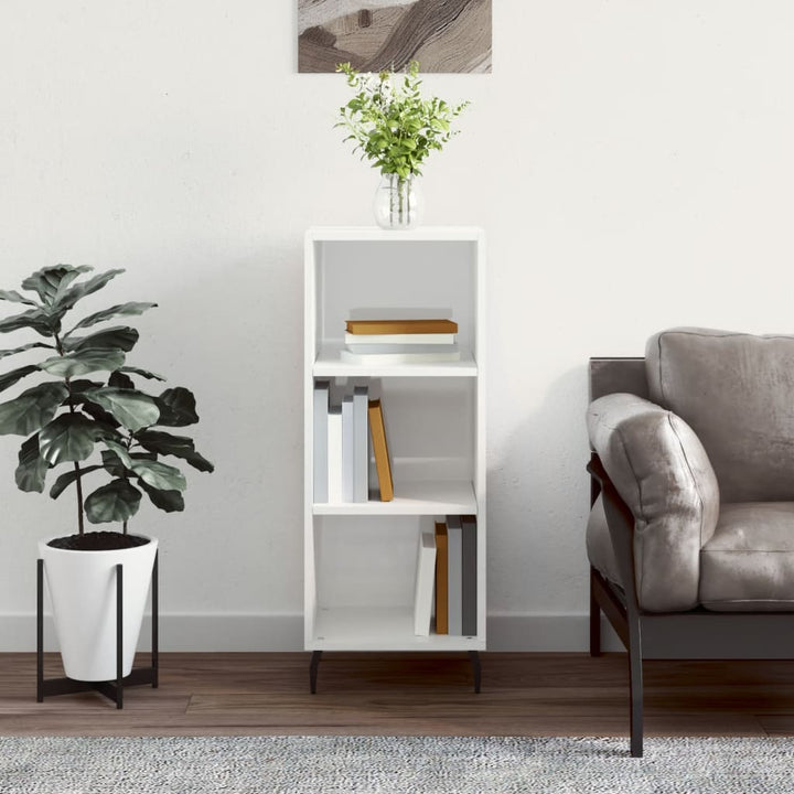 skænk 34,5x32,5x90 cm konstrueret træ hvid højglans