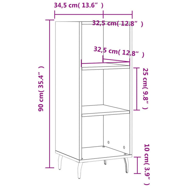 skænk 34,5x32,5x90 cm konstrueret træ røget egetræsfarve