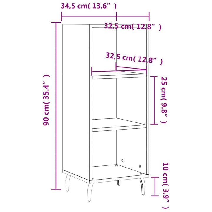 skænk 34,5x32,5x90 cm konstrueret træ grå sonoma-eg