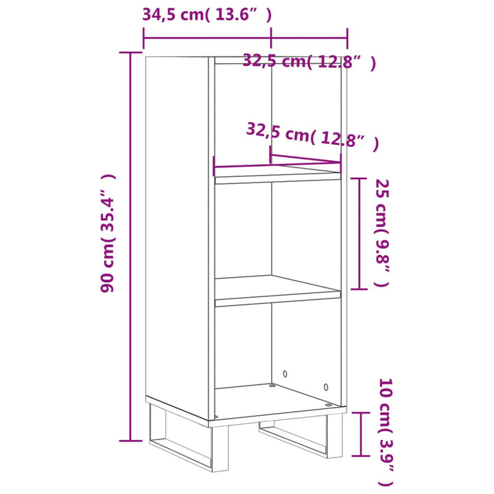 skænk 34,5x32,5x90 cm konstrueret træ betongrå