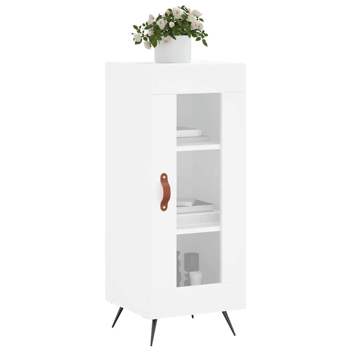 skænk 34,5x34x90 cm konstrueret træ hvid højglans