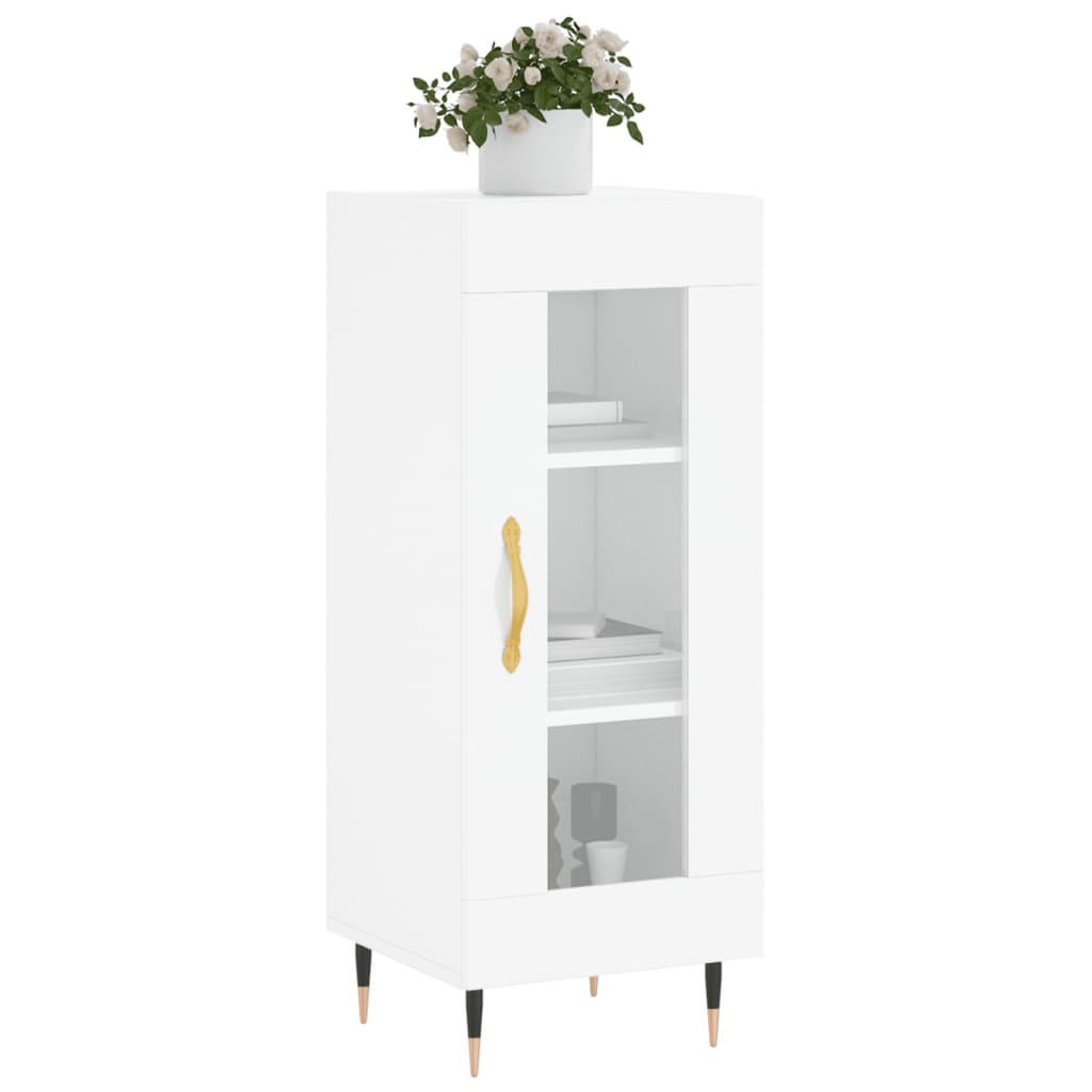 skænk 34,5x34x90 cm konstrueret træ hvid højglans
