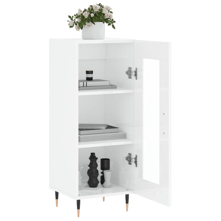 skænk 34,5x34x90 cm konstrueret træ hvid højglans