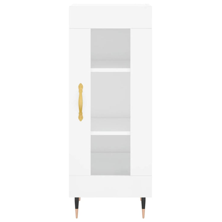 skænk 34,5x34x90 cm konstrueret træ hvid højglans