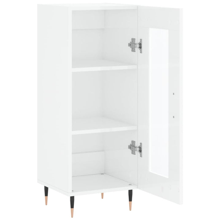 skænk 34,5x34x90 cm konstrueret træ hvid højglans