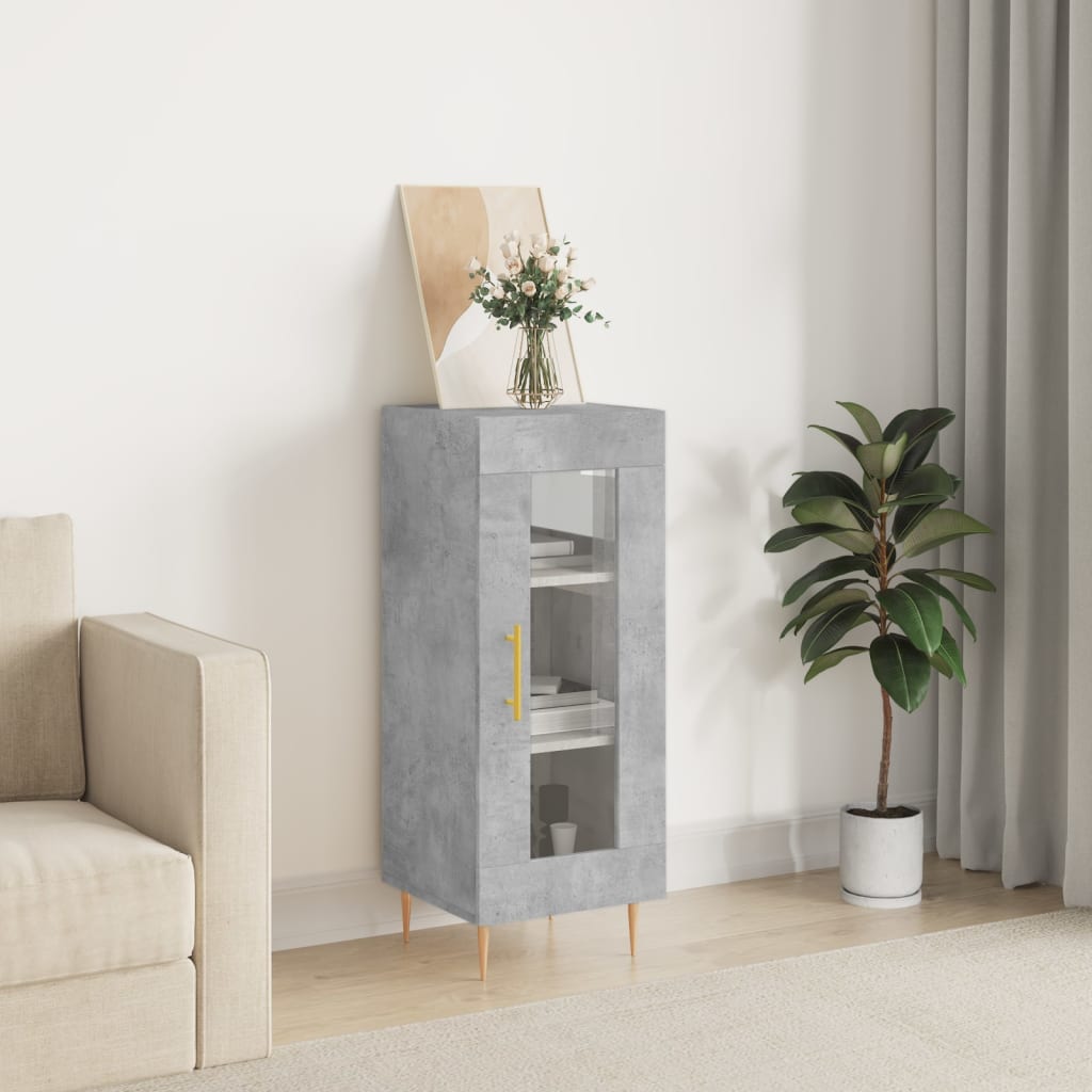 skænk 34,5x34x90 cm konstrueret træ betongrå