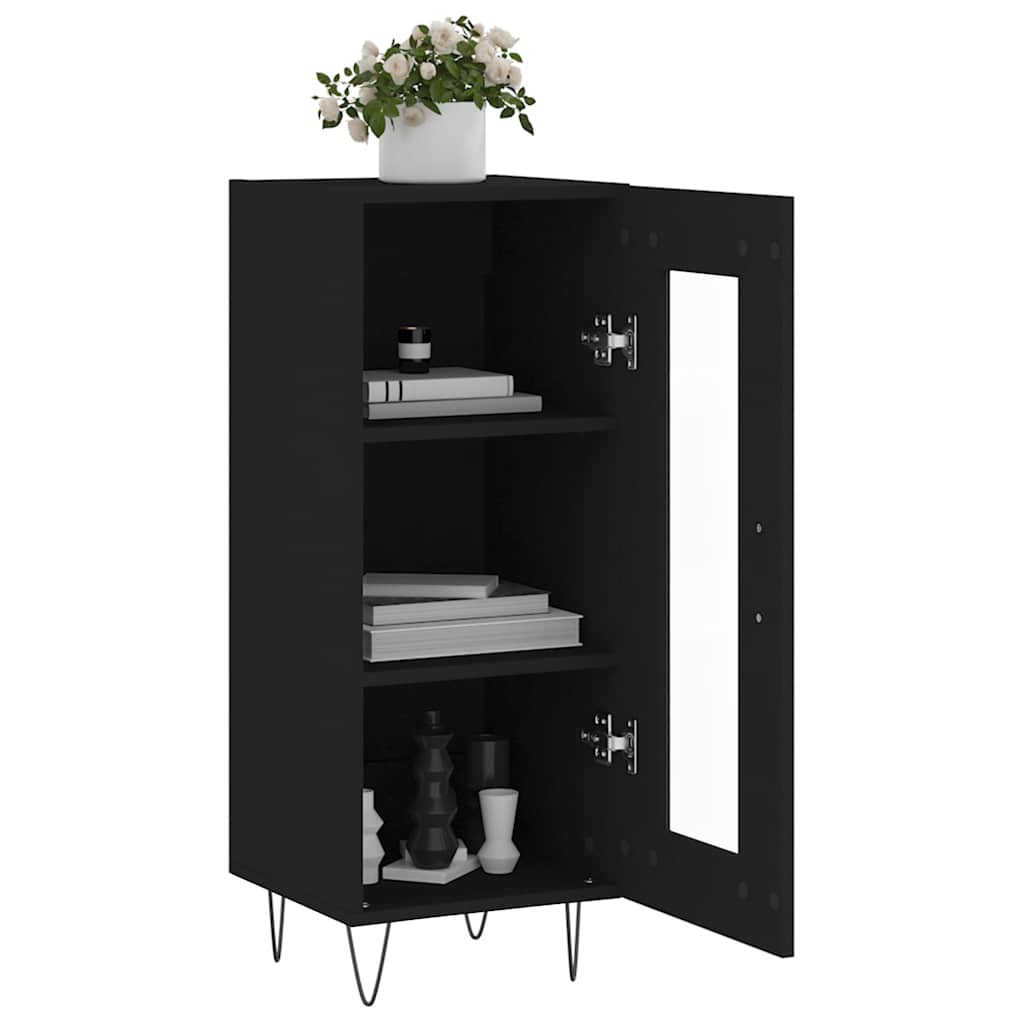 skænk 34,5x34x90 cm konstrueret træ sort