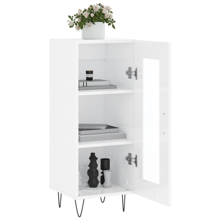 skænk 34,5x34x90 cm konstrueret træ hvid højglans