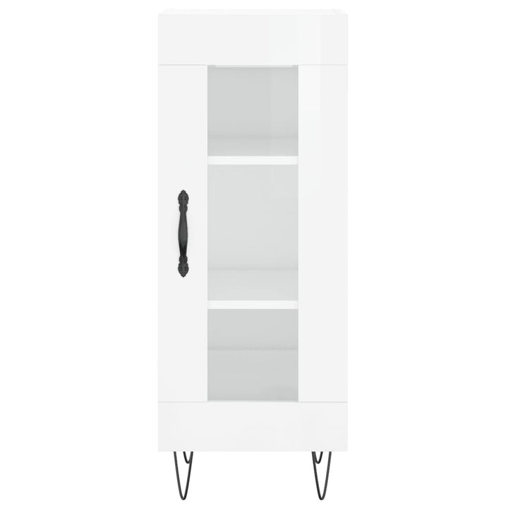 skænk 34,5x34x90 cm konstrueret træ hvid højglans