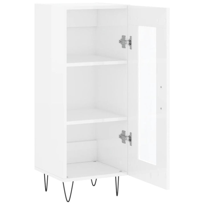 skænk 34,5x34x90 cm konstrueret træ hvid højglans