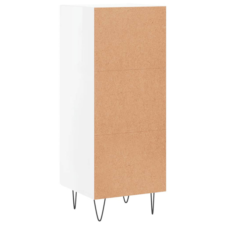 skænk 34,5x34x90 cm konstrueret træ hvid højglans