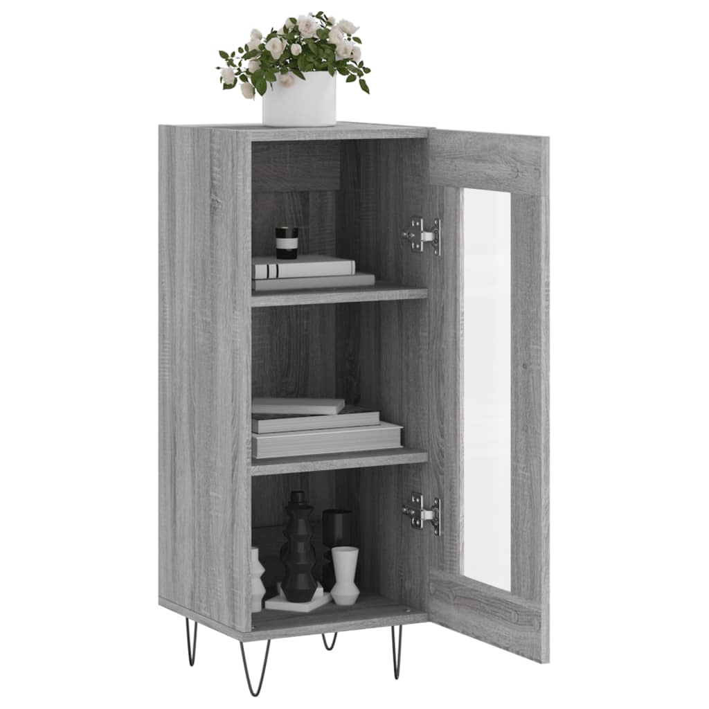 skænk 34,5x34x90 cm konstrueret træ grå sonoma-eg