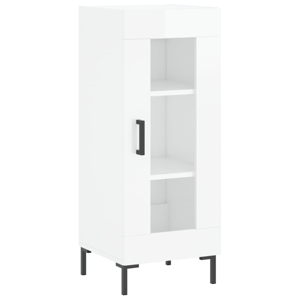 skænk 34,5x34x90 cm konstrueret træ hvid højglans