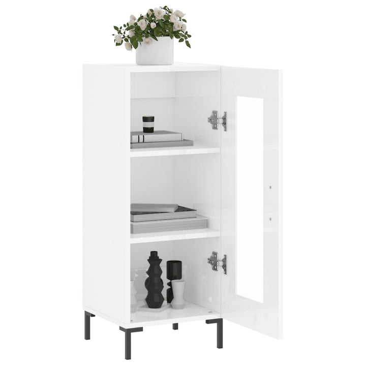 skænk 34,5x34x90 cm konstrueret træ hvid højglans