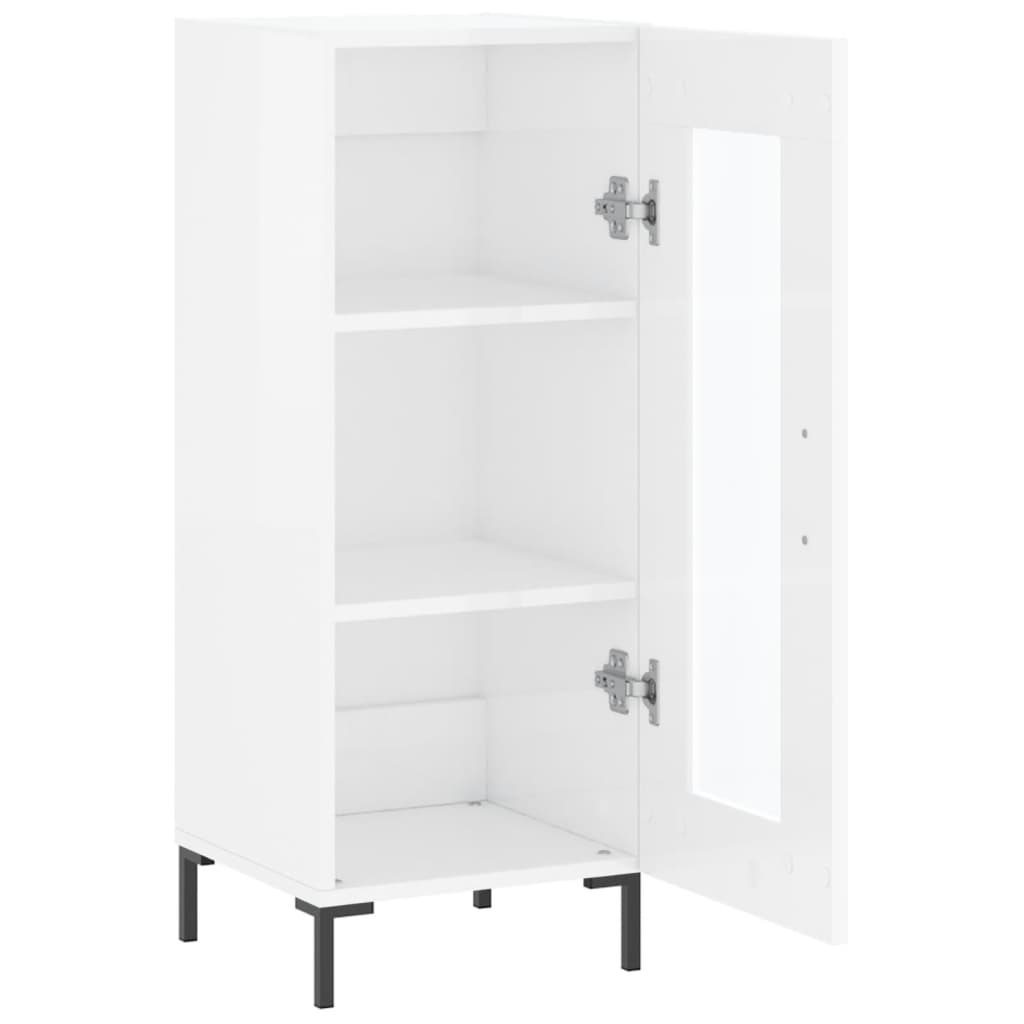 skænk 34,5x34x90 cm konstrueret træ hvid højglans