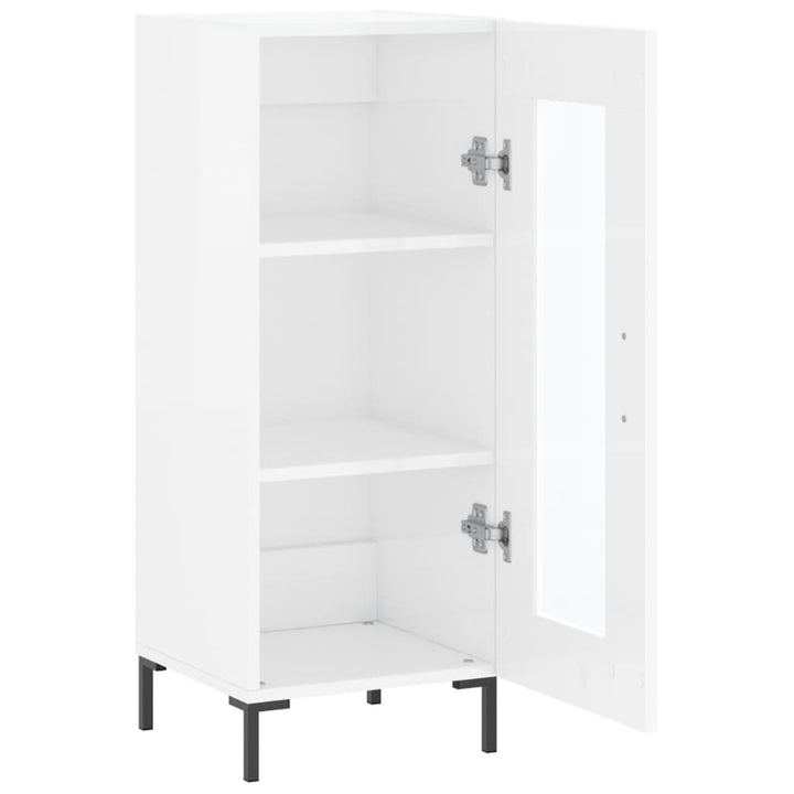 skænk 34,5x34x90 cm konstrueret træ hvid højglans