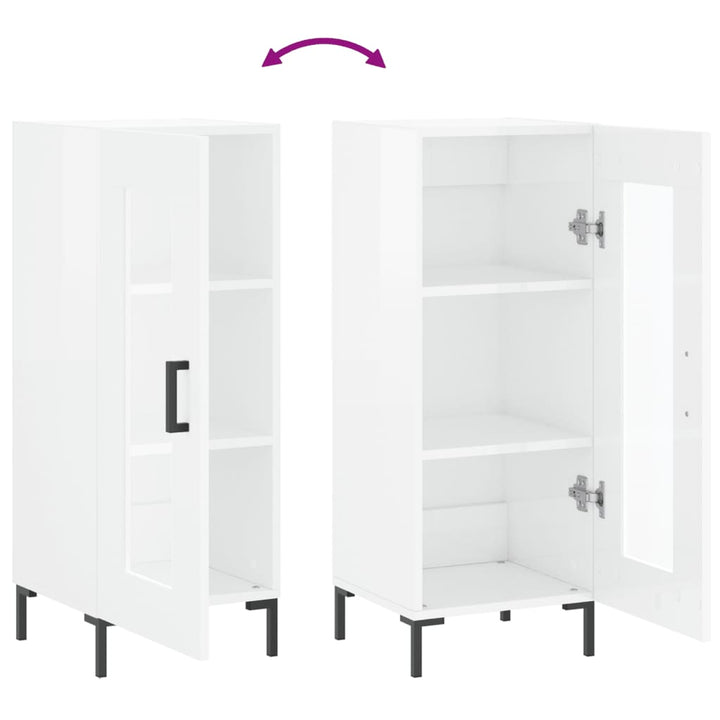 skænk 34,5x34x90 cm konstrueret træ hvid højglans