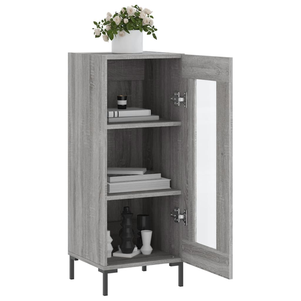 skænk 34,5x34x90 cm konstrueret træ grå sonoma-eg