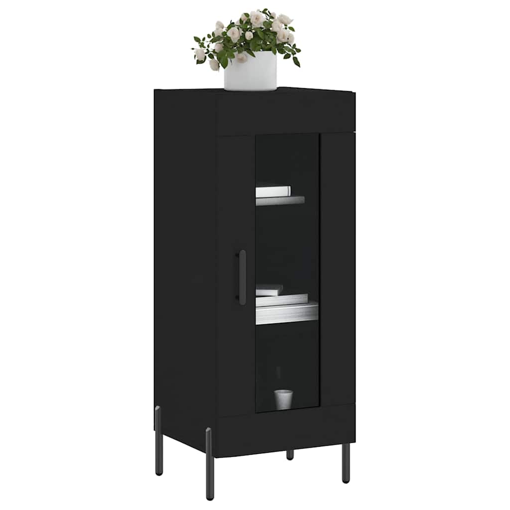 skænk 34,5x34x90 cm konstrueret træ sort