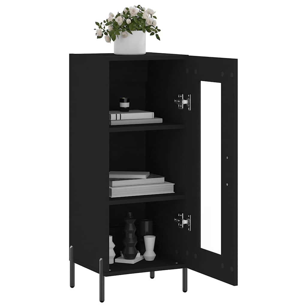 skænk 34,5x34x90 cm konstrueret træ sort