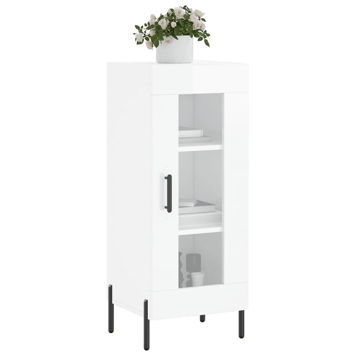 skænk 34,5x34x90 cm konstrueret træ hvid højglans